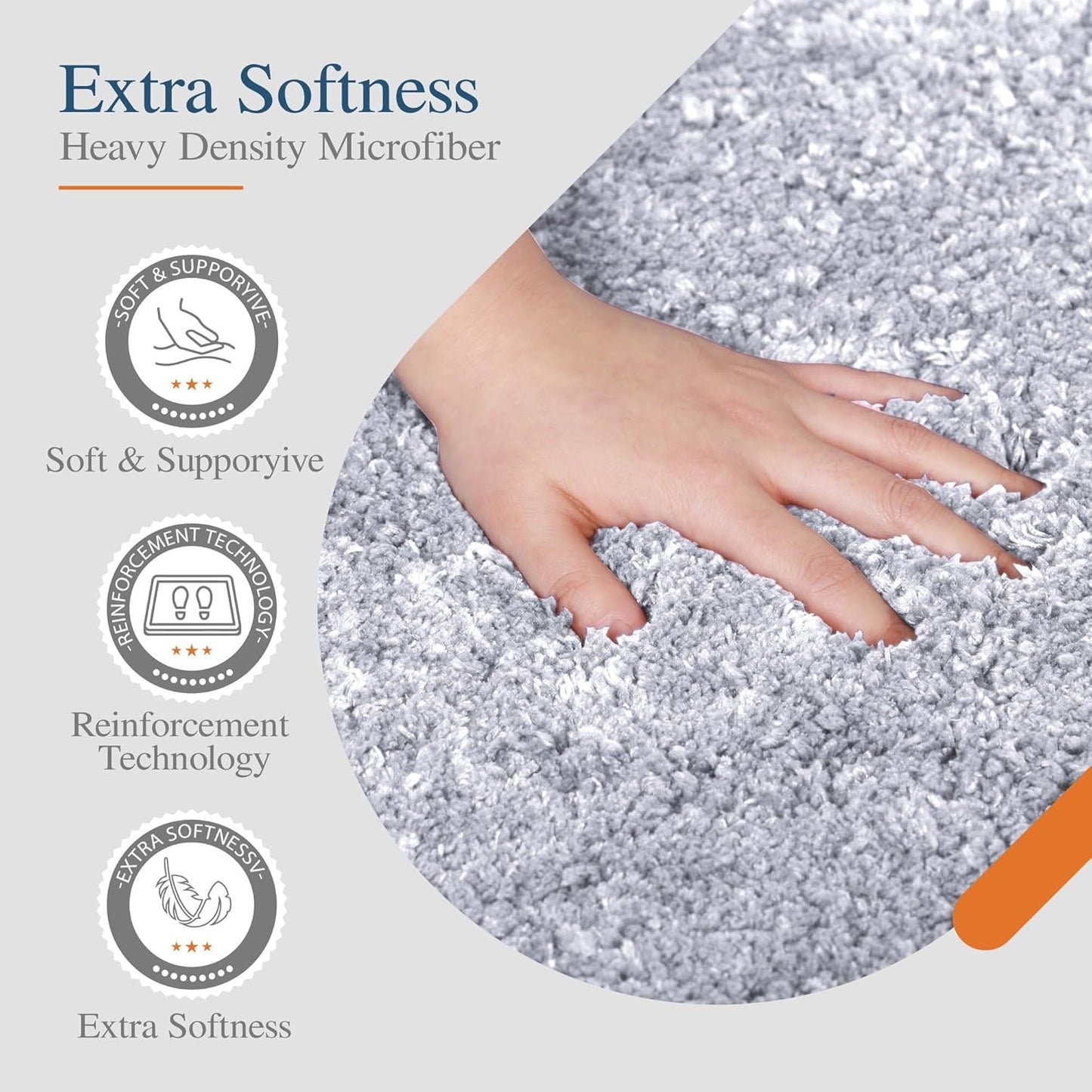 Walensee Large Bathroom Rug (24 x 60, Grey) Extra Soft and Absorbent Shaggy Bathroom Mat Machine Washable Microfiber Bath Mat Non Slip Bath Mat, Luxury Bathroom Floor Mats Rubber Back