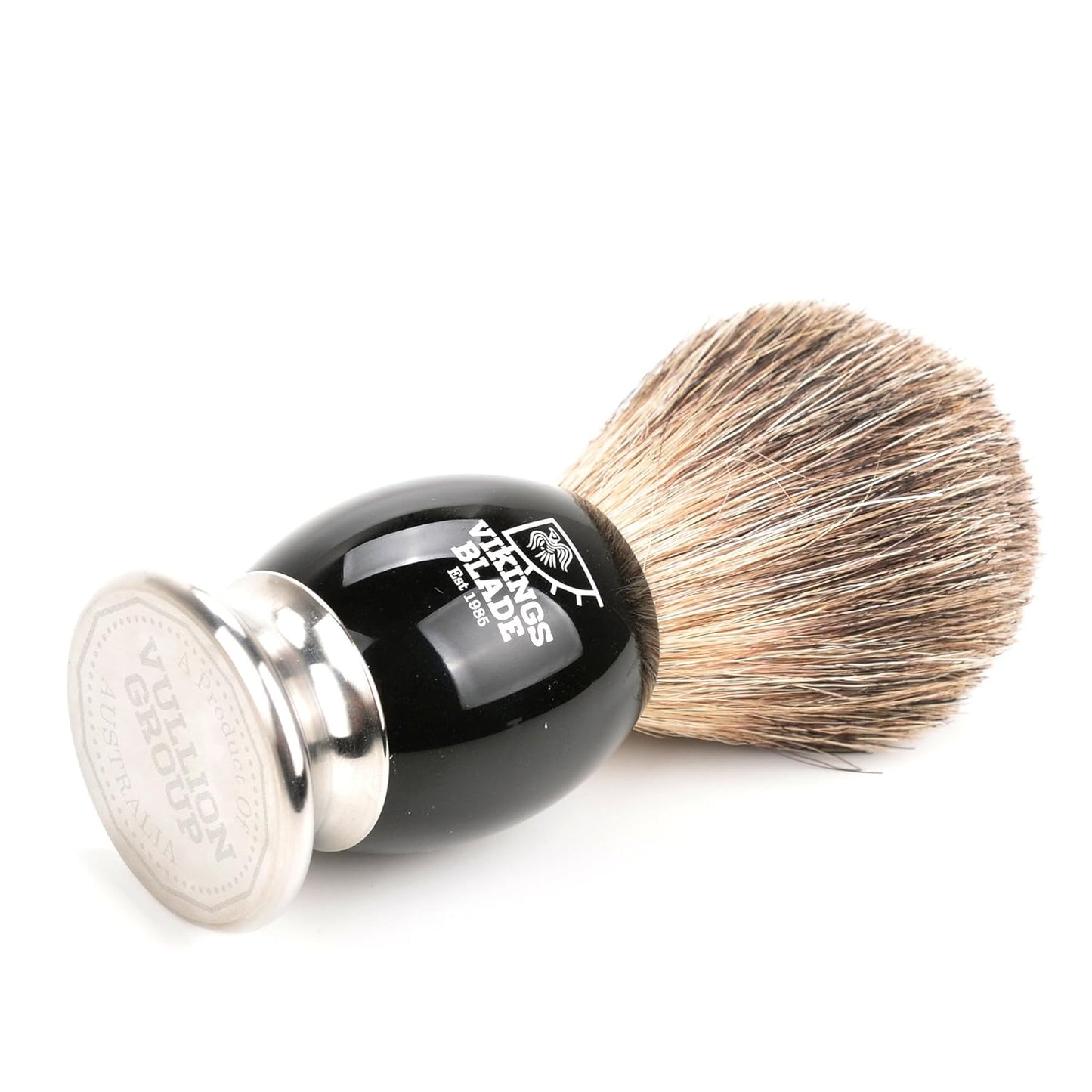 Luxury Shaving Brush for Men by VIKINGS BLADE, Ultra Heavy Acrylic & 316L Steel Handle, Super Strong Knot Backbone, Minimal Shedding, Fast Lather, Extremely Smooth & Plush on Skin (Dark Stallion)