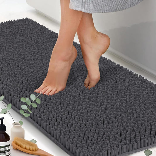 Chenille Bath Mats, Plush Absorbent Bath Mats Quick Dry, Soft & Machine Washable, Non Slip Carpet For Bathroom, Thick Bathroom Rugs, Shower Restroom Rug Mat, Alfombras De Baño, Bathrugs Matts, 71"x21"