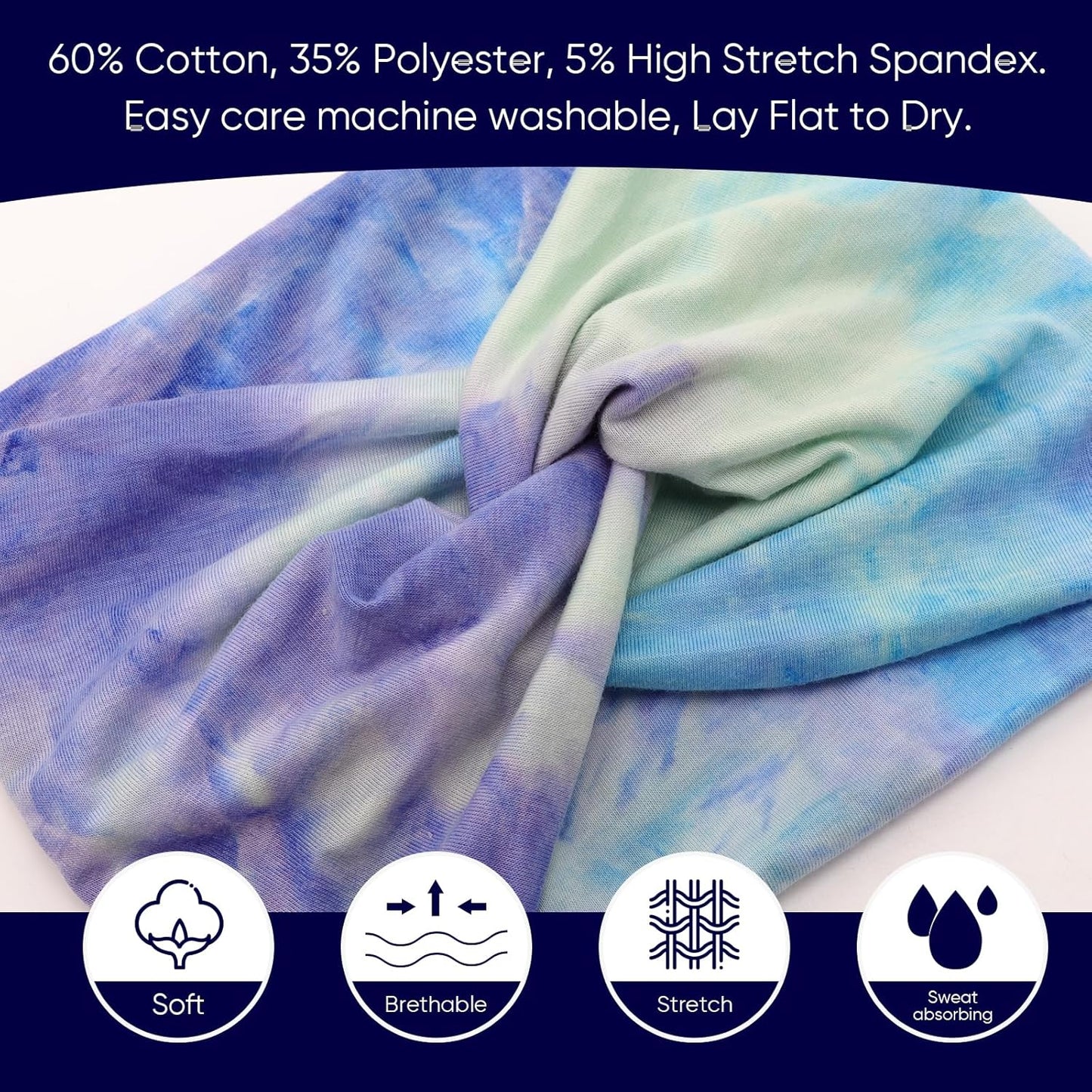 Extra Wide Headbands for Women Large Turban Headband Non Slip Boho Elastic Hairband Hair Twisted Knot Head Bands Accessories