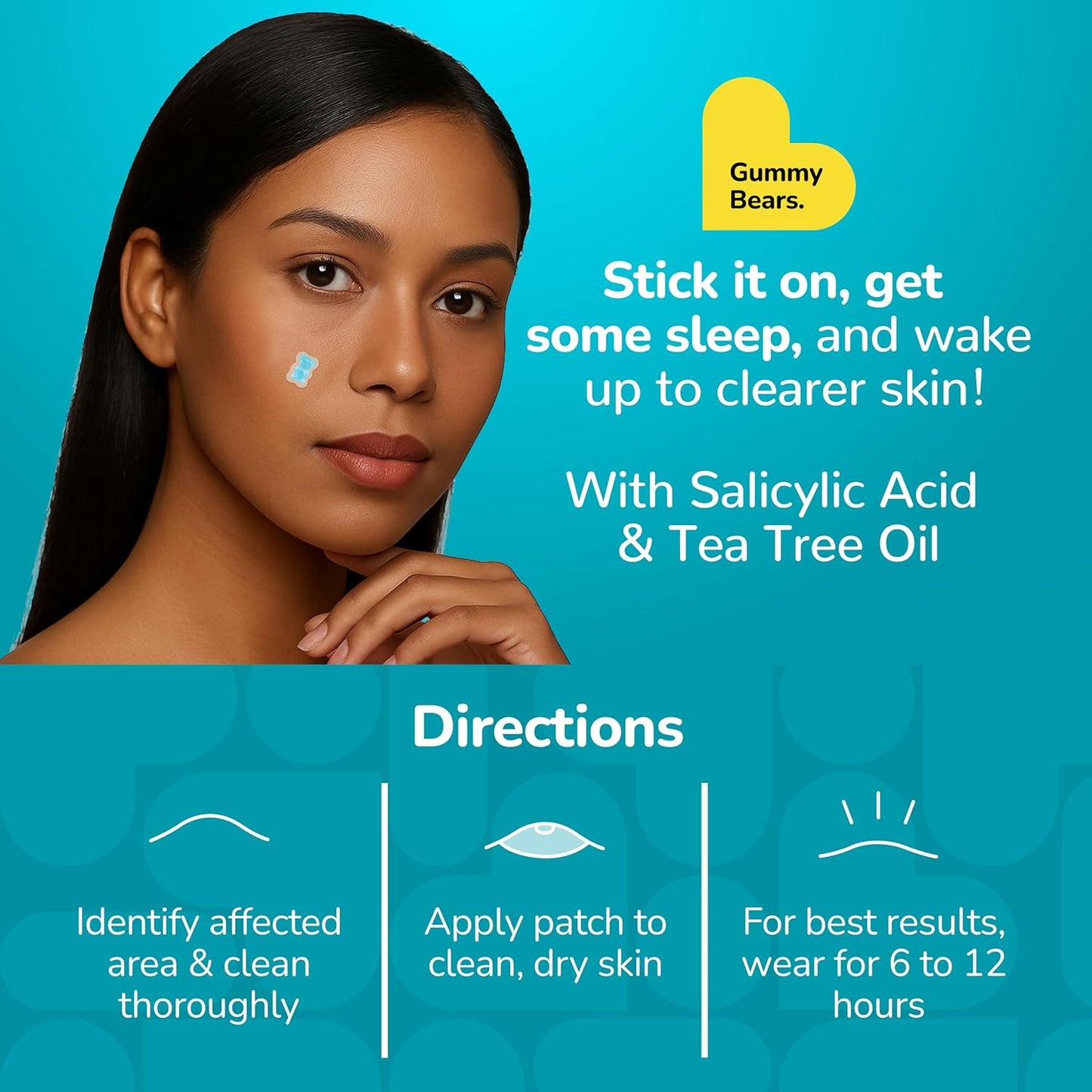 BioSwiss Pimple Patches, Gummy Bears Patch for Zits and Blemishes, Hydrocolloid Spot Stickers for Face and Skin, 100 Count