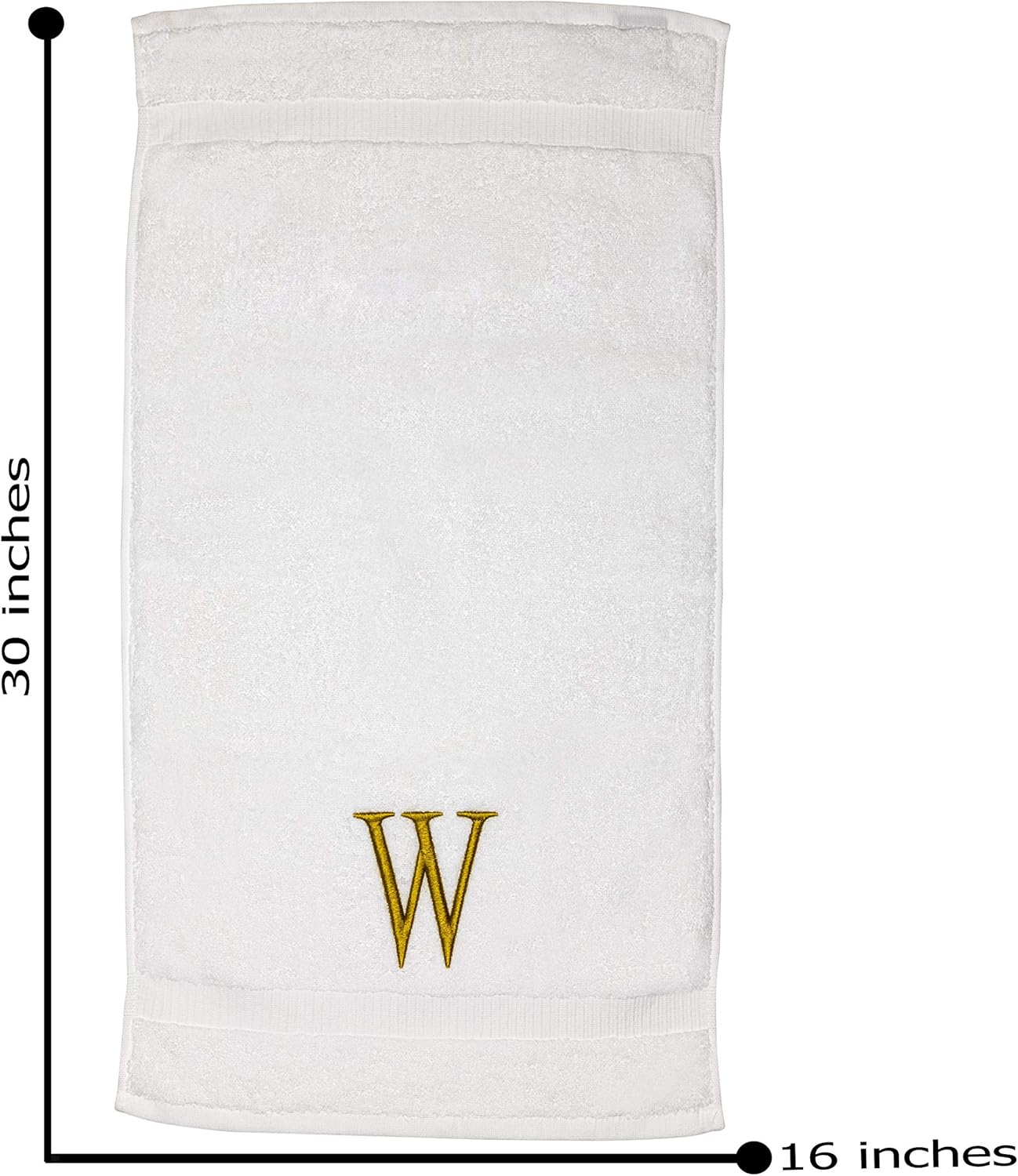 Monogrammed Hand Towels for Bathroom - Luxury Hotel Quality Personalized Initial Decorative Embroidered Bath Towel for Powder Room, Spa - GOTS Organic Certified - Set of 2 Gold Letter W