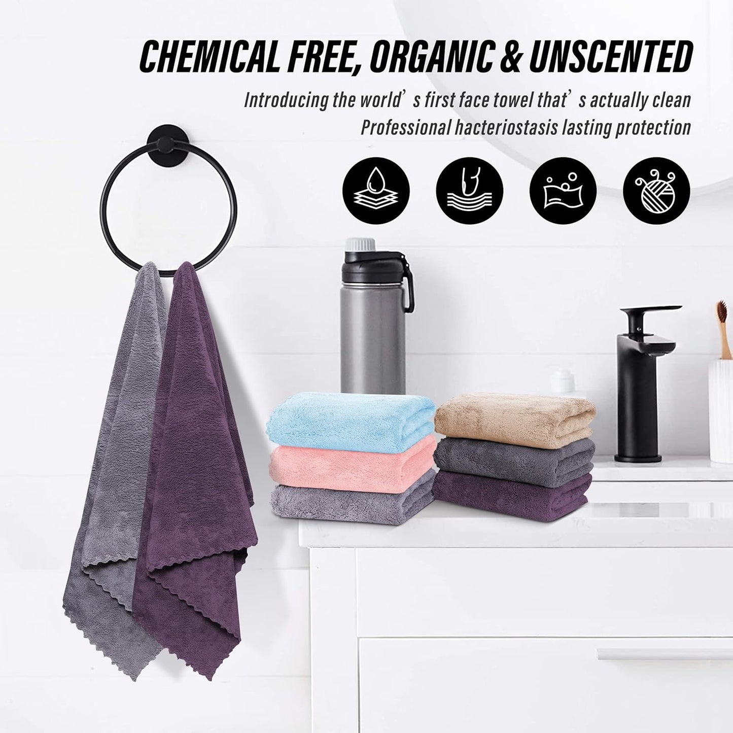 MOONQUEEN 6 Pack Premium Hand Towels - Quick Drying - Microfiber Coral Velvet Highly Absorbent Towels - Multipurpose Use as Hotel, Bathroom, Shower, Spa, Hand Towel 16 x 28 inches (Multicolor)