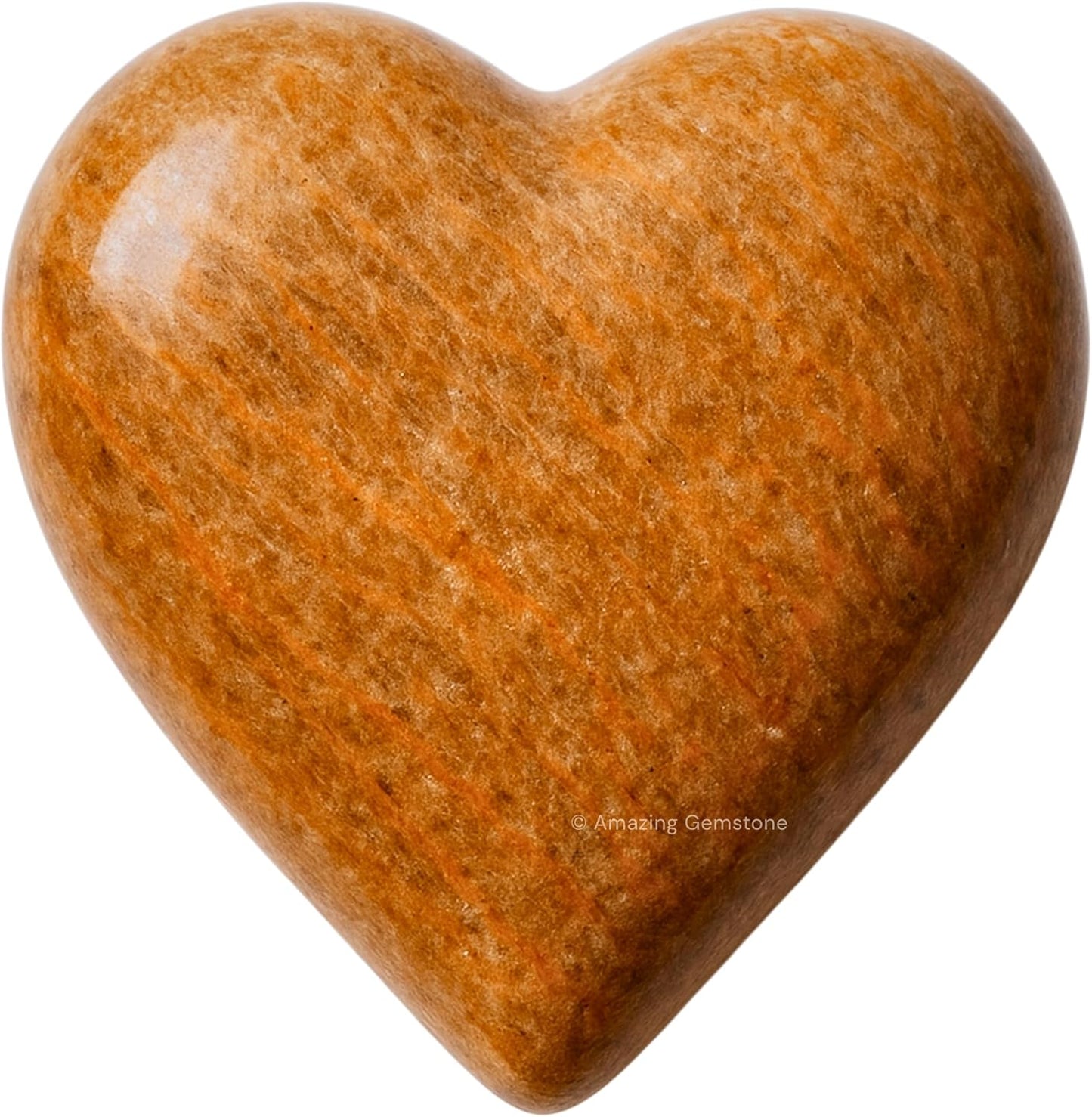 Peach Moonstone Crystal Heart Palm Stone - Pocket Massage Worry Stone for Natural Body Chakra Balancing, Reiki Healing and Crystal Grid