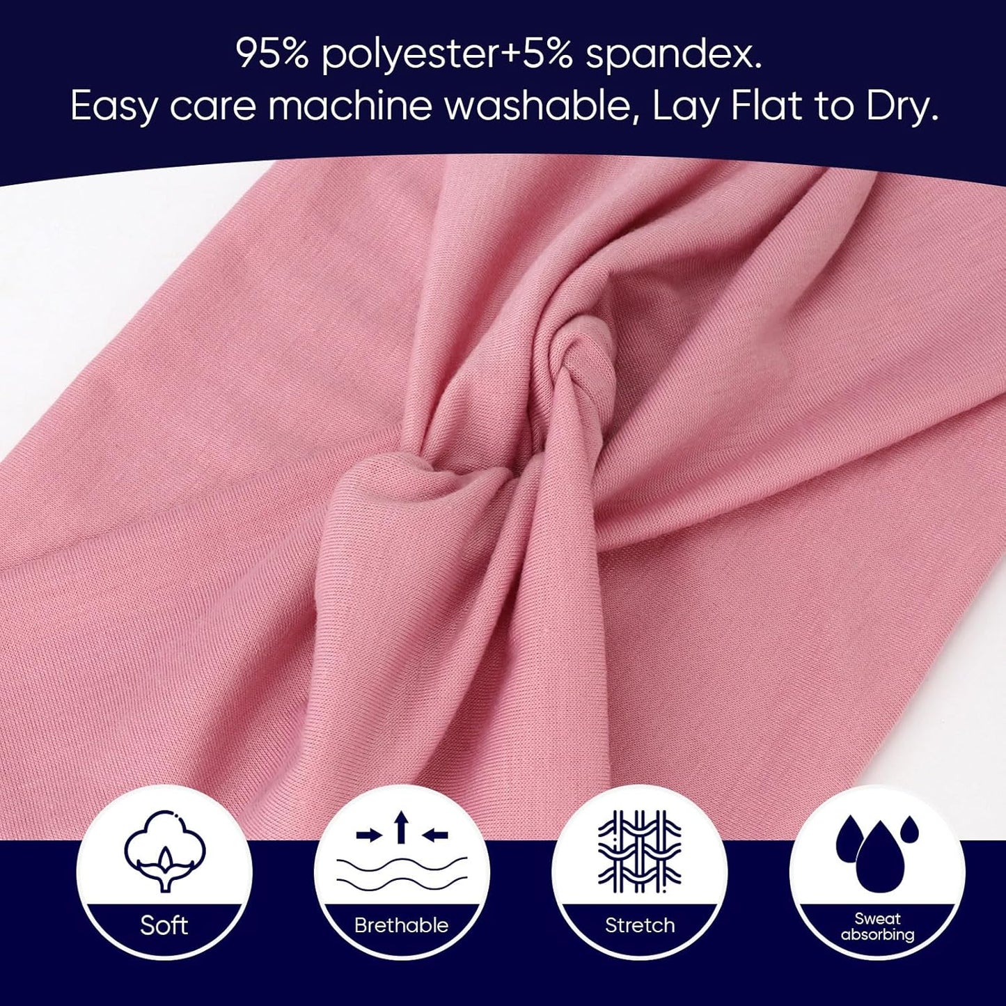 Extra Wide Headbands for Women Large Turban Headband Non Slip Boho Elastic Hairband Hair Twisted Knot Head Bands Accessories