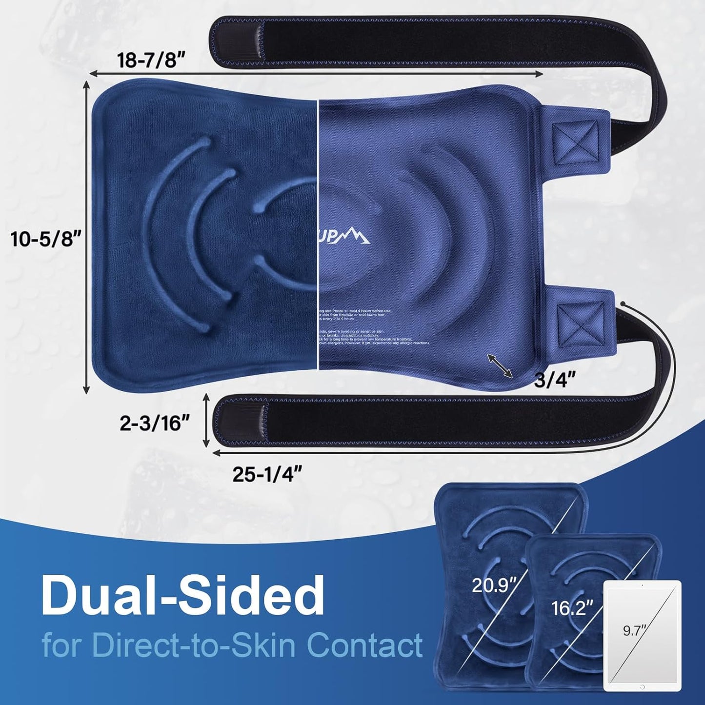 APEXUP Ice Pack for Knee Pain Relief, Large Reusable Wrap After Surgery, Flexible Gel Cold Pack for Injuries, Pain Relief for Back, Shoulder, Elbow, Ankle and Leg (Navy Blue, XXL, 1PK)