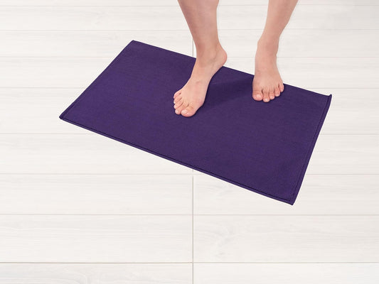 American Soft Linen Bath Rug, 17 in 24 in 100% Cotton Bath Mats Rugs for Bathroom, Slip Reducer Washable Shaggy Form Area Rugs, Purple Bath Rug