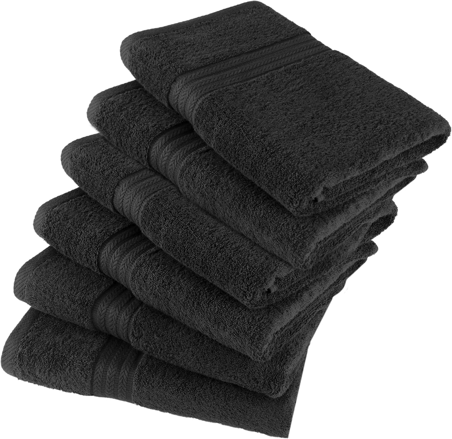 Large Bath Towels 24 x 50 Pack of 6 | Quick Dry and Highly Absorbent | 100% Cotton Terry Towels for Bathroom - Perfect for Shower - Pool and Spa - Luxury Soft Towels - Charcoal Grey