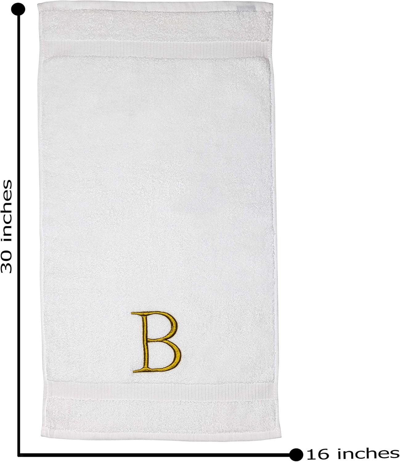 Monogrammed Hand Towels for Bathroom - Luxury Hotel Quality Personalized Initial Decorative Embroidered Bath Towel for Powder Room, Spa - GOTS Organic Certified - Set of 2 Gold Letter B