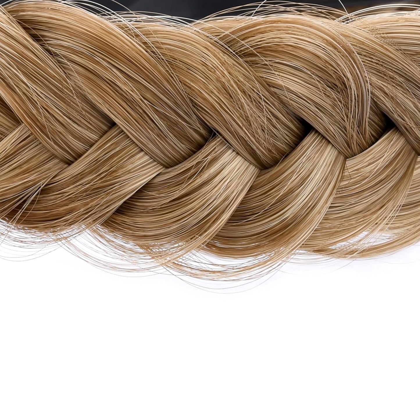 DIGUAN Wide Messy Braided Headband With Teeth Synthetic Hair Plaited Headband High Elasticity Braids Chunky Fishtail Braided Hair Band Hairpiece for Girls Women Beauty Accessory (Dirty Blonde)