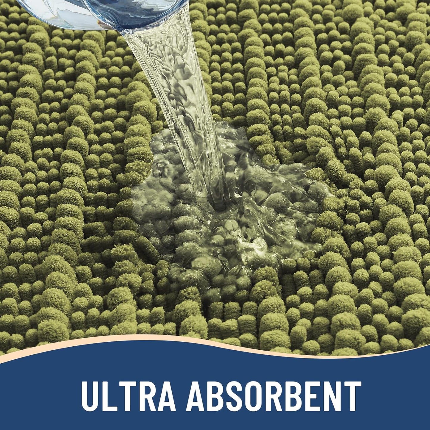 Arotive Luxury Chenille Bathroom Rug Mat, Extra Soft Thick Absorbent Shaggy Bath Rugs, Non-Slip Machine Wash Dry, Plush Bath Mats for Bathroom, Shower and Tub, 36x24, Willow Green