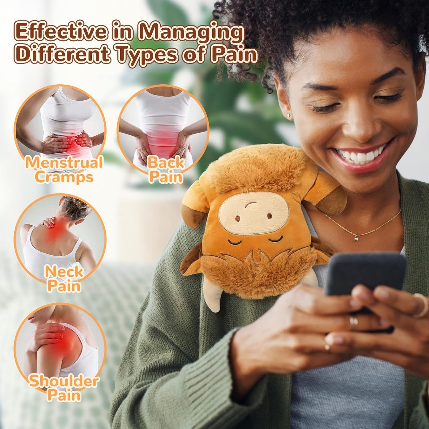 Microwave Heating Pad for Pain Relief, 16" x 11" Microwavable Heating Pads for Cramps, Back Pain, Neck Shoulder, Muscles, Knee, Joints, Natural Heat Pack Moist Heat, Squint Highland Cow