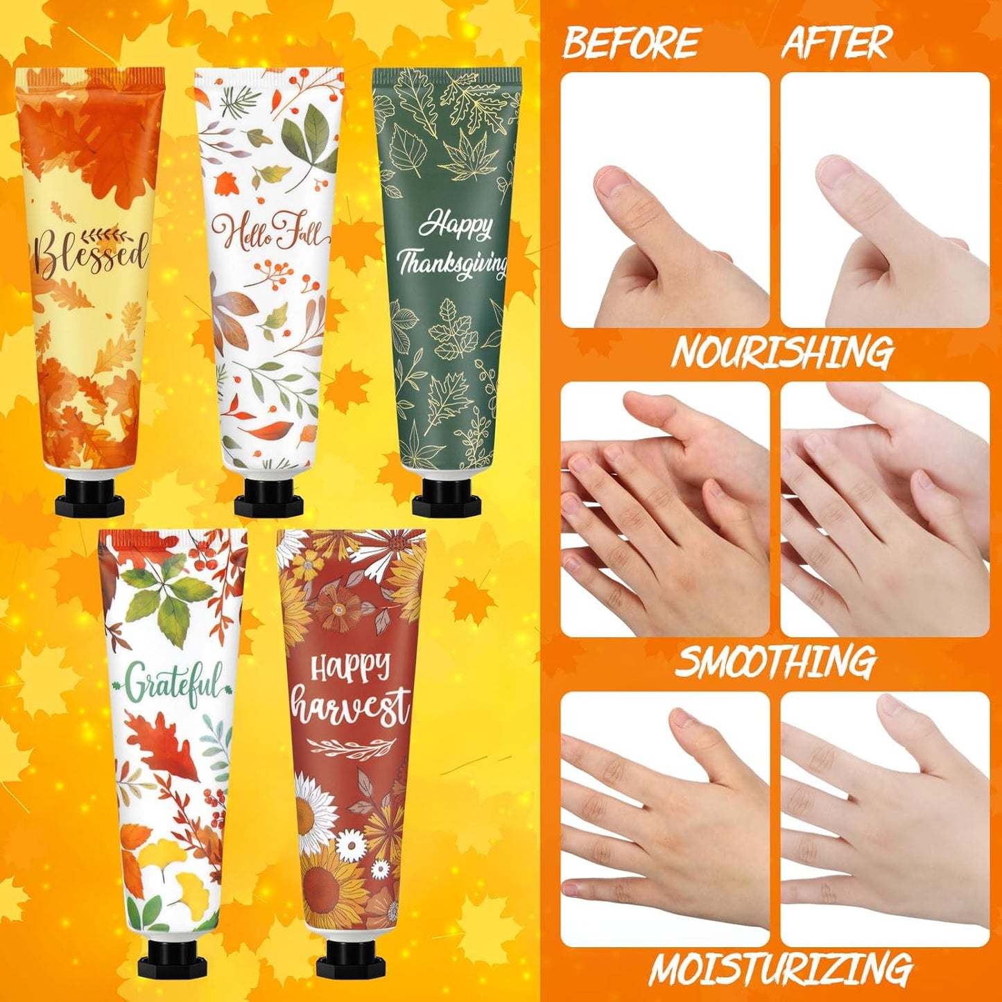 10 Pcs Thanksgiving Fall Hand Lotion Gifts Bulk for Women Maple Leaves Hand Cream 30ml Natural Botanical Fragrance Mini Lotion for Chapped Hands Travel Thanksgiving Autumn Party Supplies