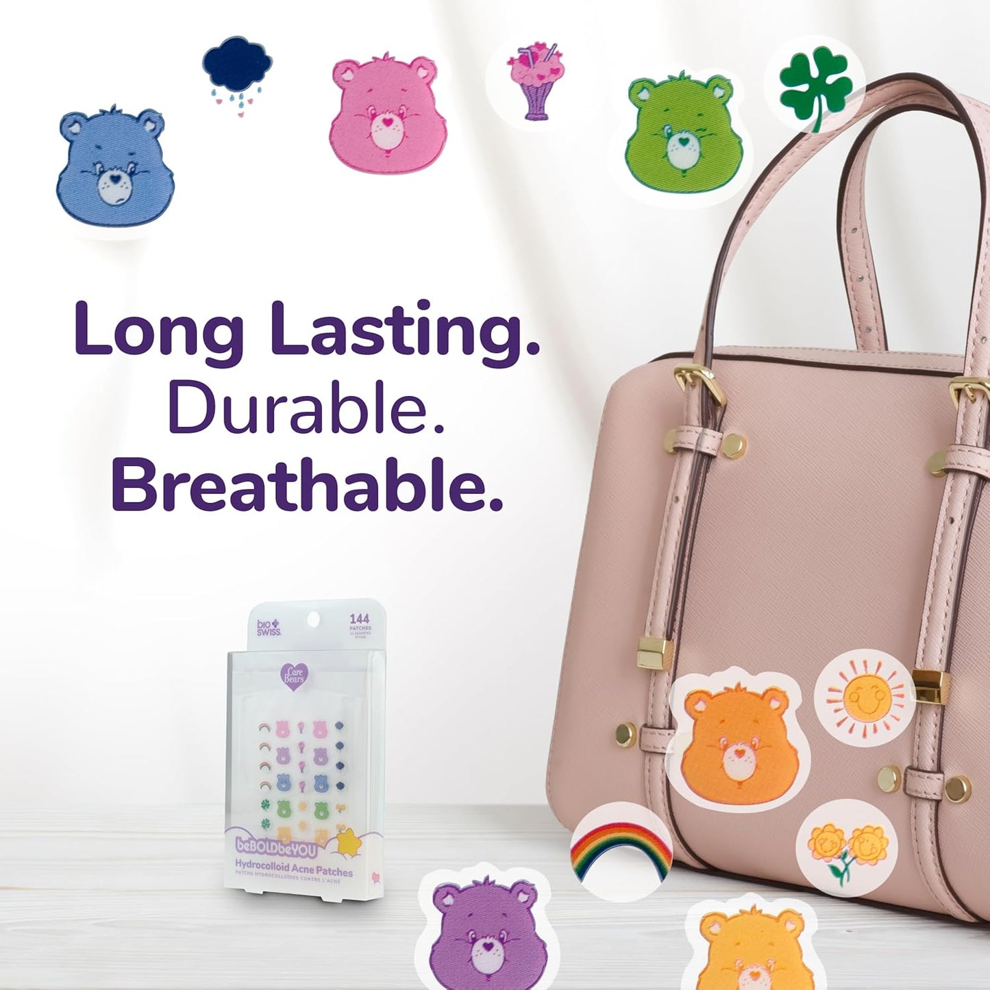 BioSwiss Care Bears Print Pimple Patches, Hydrocolloid Acne Patch for Zits and Blemishes, Face and Skin Stickers, 144 Count