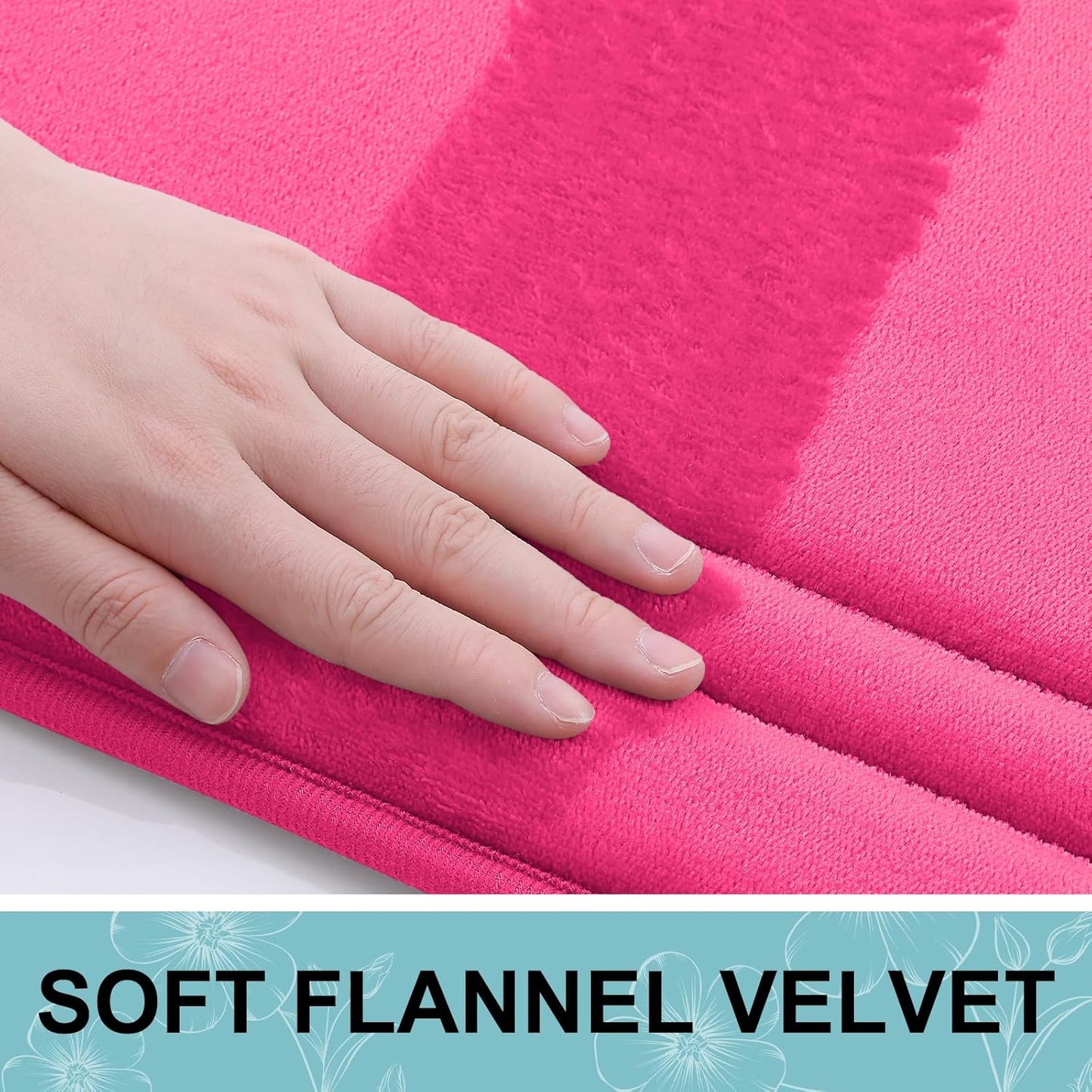 Grandaily Memory Foam Bath Mat Rug 30x20, Ultra Soft, Non-Slip and Absorbent Bathroom Rugs, Machine Wash Dry, Comfortable Bath Carpet for Bathroom Floor, Tub and Shower, Deep Pink