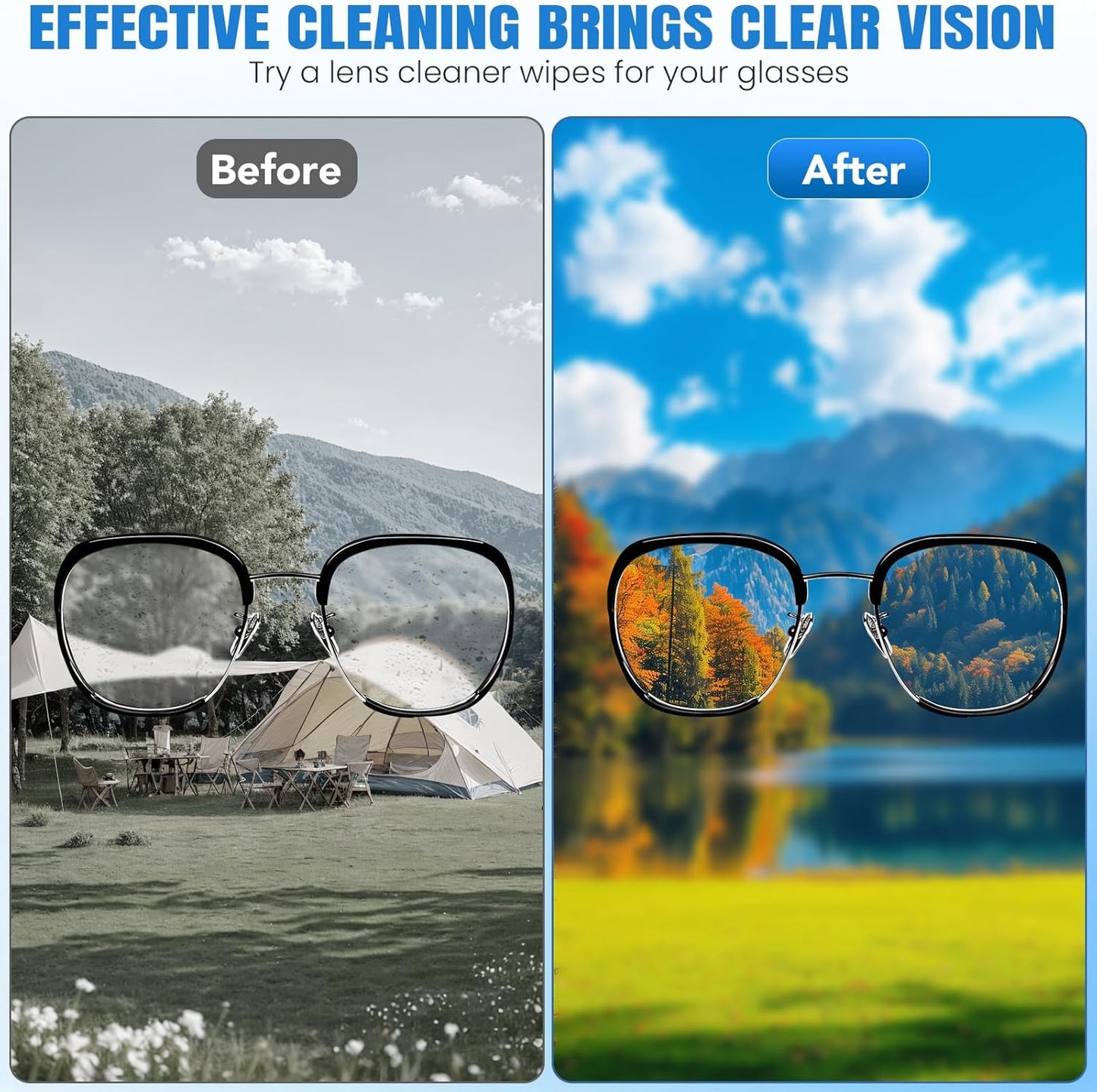 VOISEN Lens Wipes for Eyeglasses,250 Pack Eye Glasses Cleaner Wipes,Pre-Moistened Individually Wrapped Lens Wipes,Non-Scratching Non-Streaking,Safe for Eyeglasses, Goggles, Camera Lens, Phone