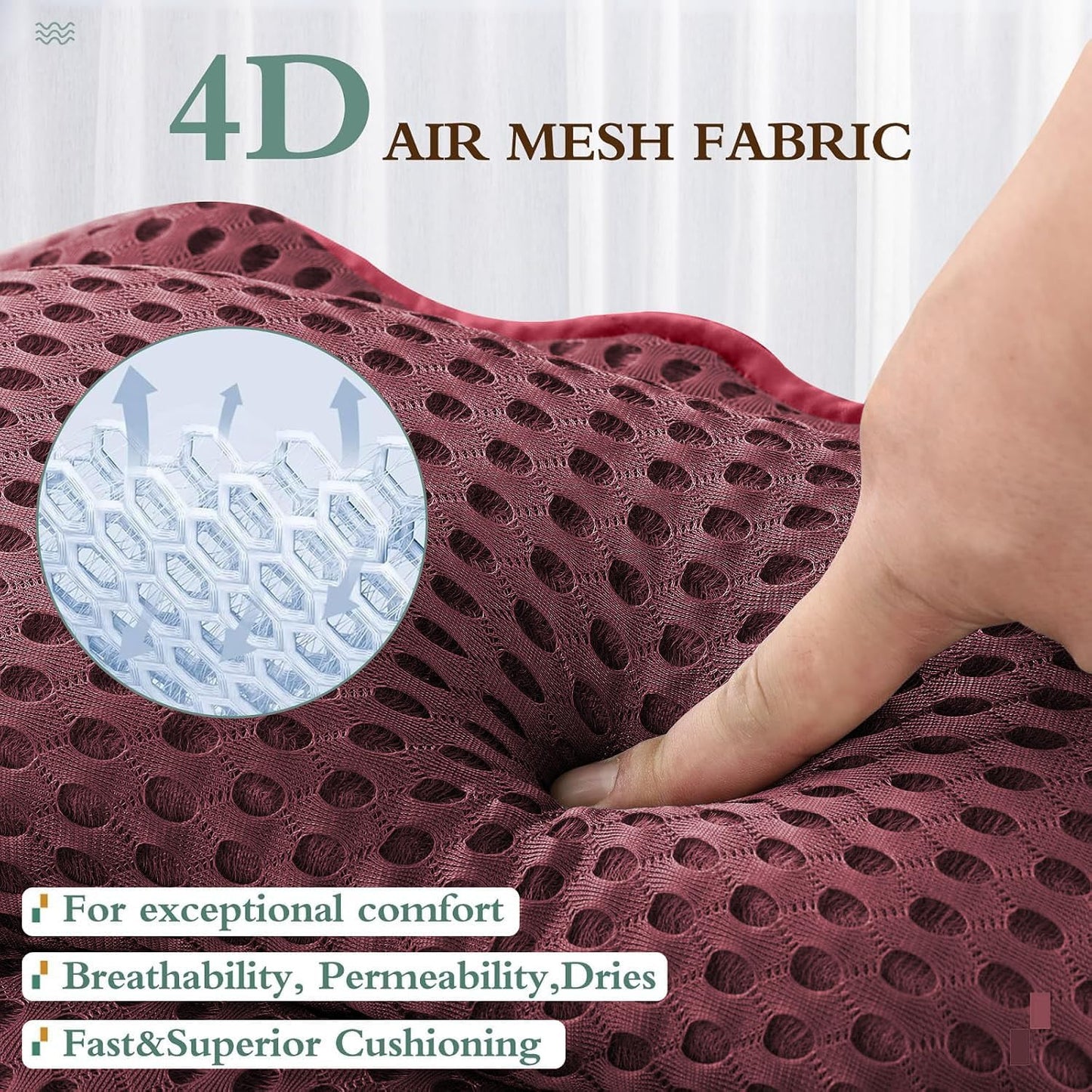 Bath Pillow RUVINCE Ergonomic Luxury Bathtub Pillow with Head,Neck, Shoulder and Back Support, 4D Bath Pillows for tub with 6 Powerful Suction Cups, Fits All Bathtub, Spa Tub, Hot Jacuzzi (Dark red)