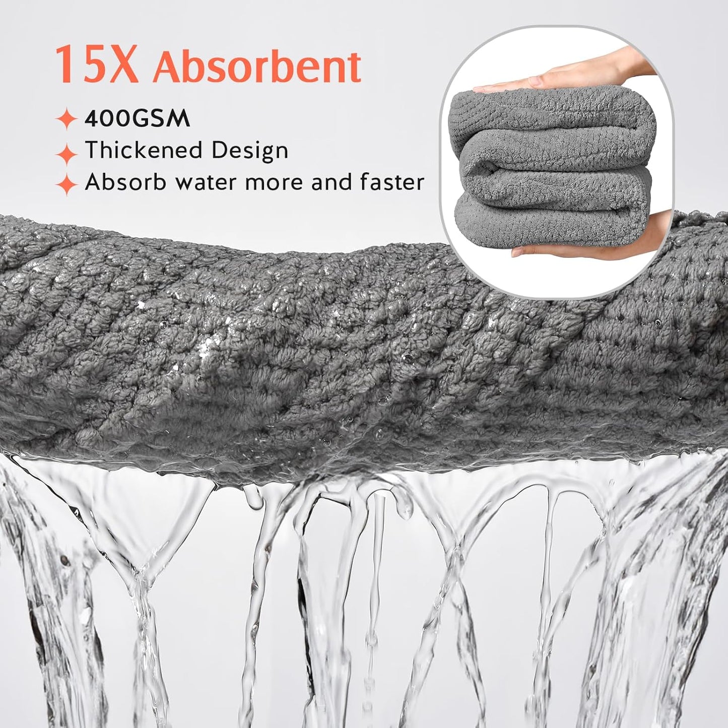 YFONG 2 Pack Large Microfiber Hair Towel Wrap, Super Absorbent Quick Dry Hair Turban for Drying Long Thick Curly Hair, Anti Frizz, Drying Towel with Button