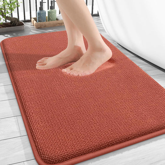 OLANLY Thick Memory Foam Bath Mat Rug 30x20, Extra Soft Absorbent Bathroom Rug, Quick Dry Bath Mats, Non-Slip, Machine Washable Carpet, Tub and Shower, Home Decor Accessories, Rustic Terracotta