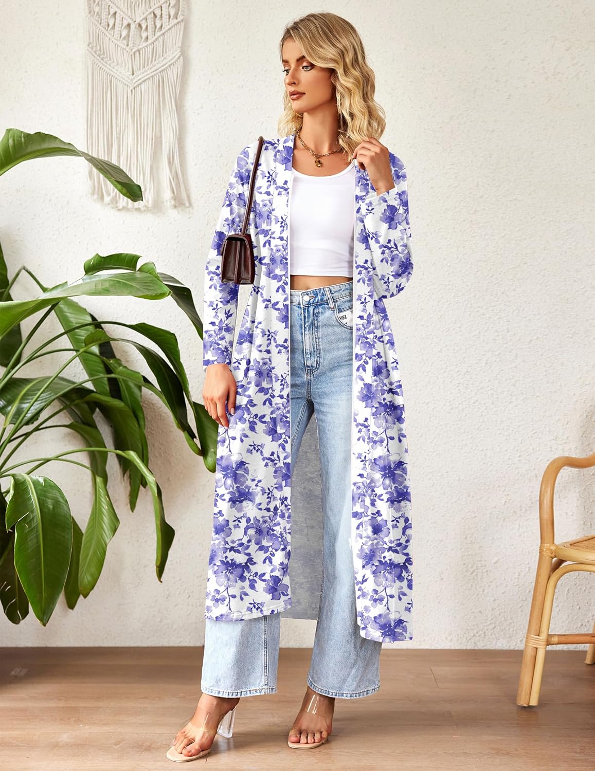 Ekouaer Women Zipper Robe Long Sleeve Loungewear Lightweight Housecoat Full Length Nightgown with Pockets