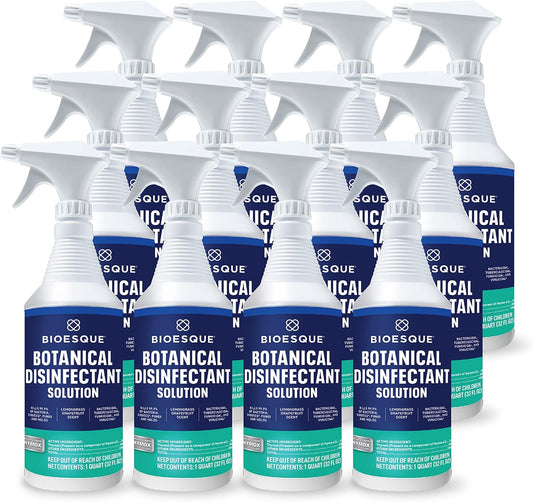 Bioesque Botanical Disinfectant Solution, Heavy Duty Broad-Spectrum Disinfectant, Kills 99.9% of Bacteria, Viruses*, Fungi, & Molds, 32 Fluid Ounce (Pack of 12)