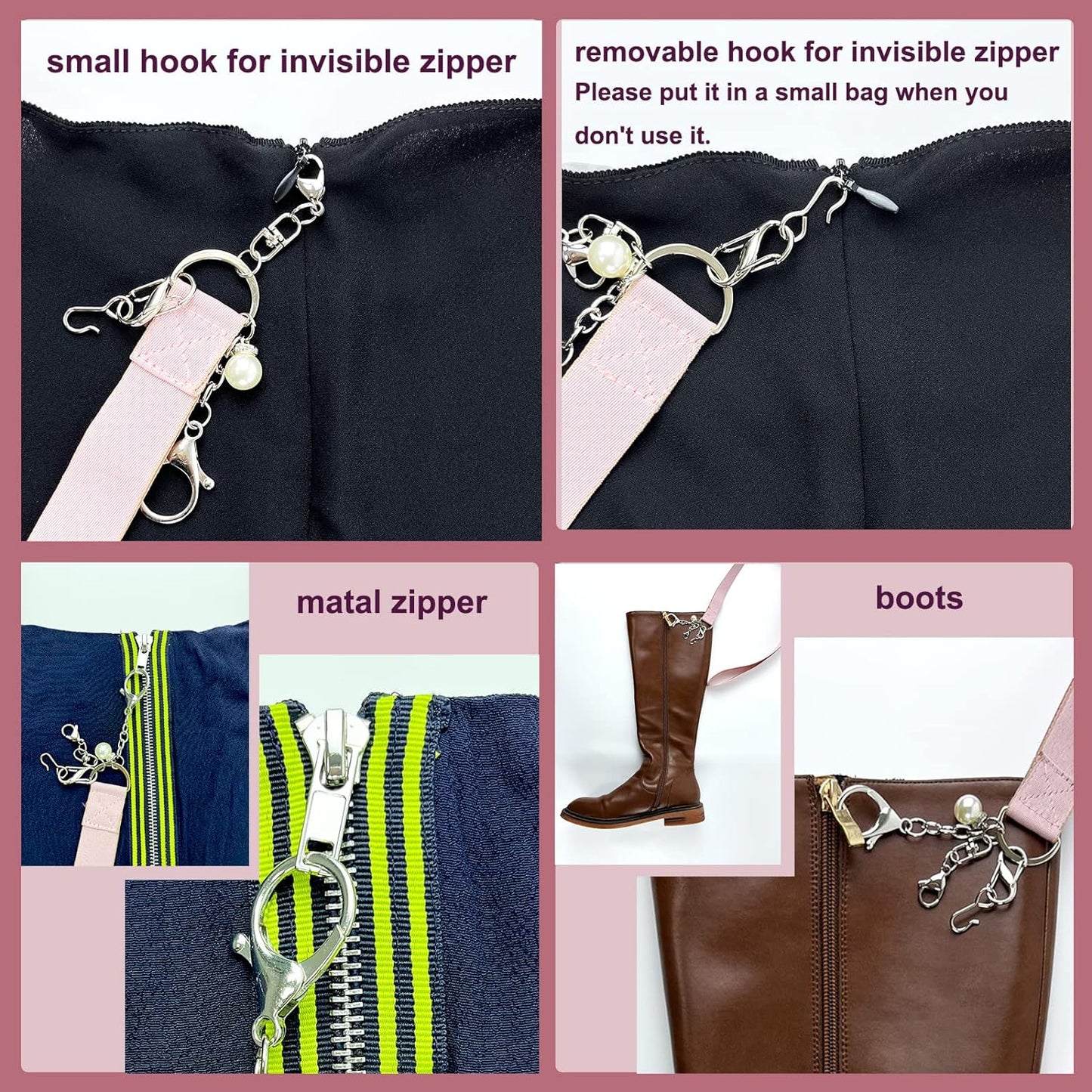 FYOURH Zipper Helper - Assistant for Pull Dresses and Boots Invisible Small Zippers - Tool Device to Help Pull up Back Zippers - Black