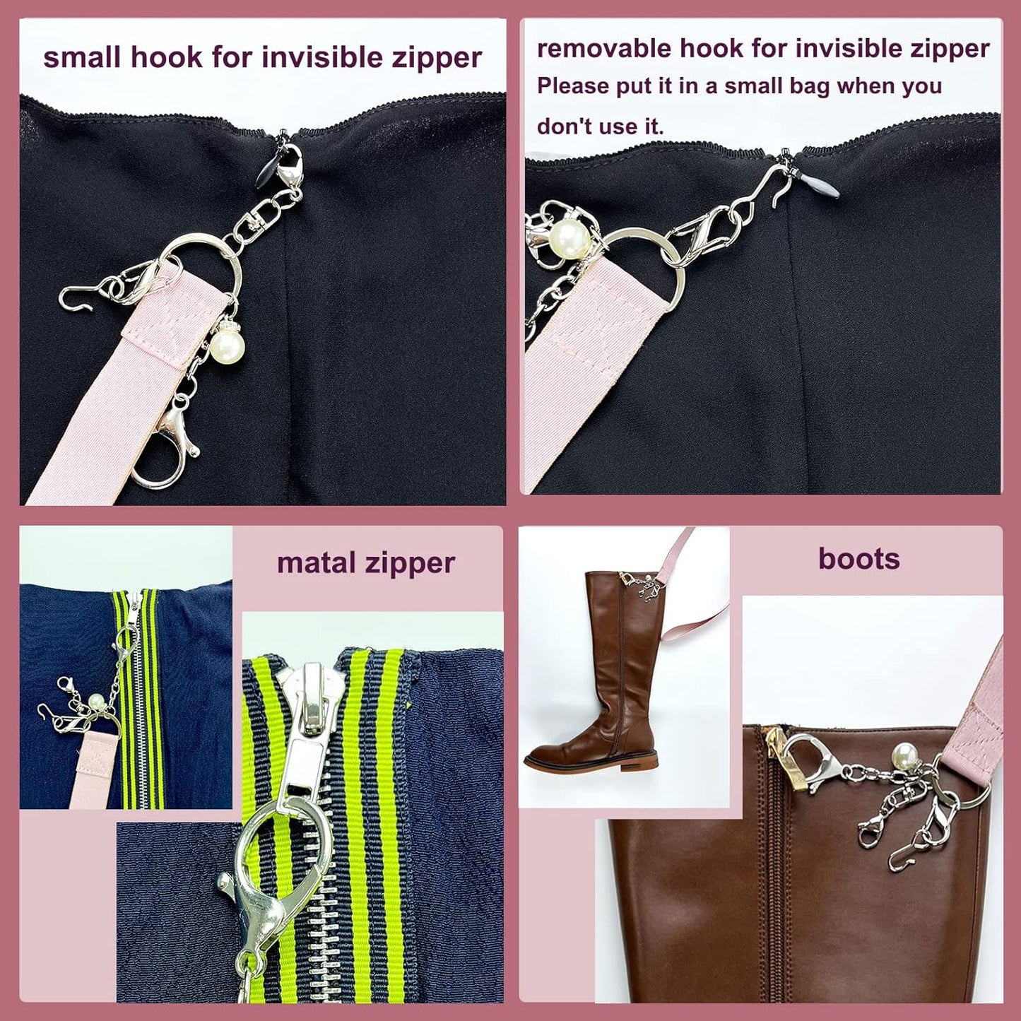FYOURH Zipper Pull Helper - Invisible, Back, Dress & More Zipper Assistance Tool