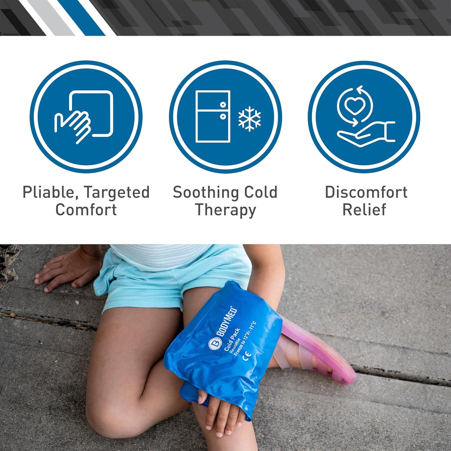 BodyMed Reusable Vinyl Ice Pack for Knee, Arm, Elbow, Shoulder, Back - Professional Grade Cold Therapy for Injuries, Aches, Swelling, Bruises, Sprains - 14 in. x 12 in. (Standard)