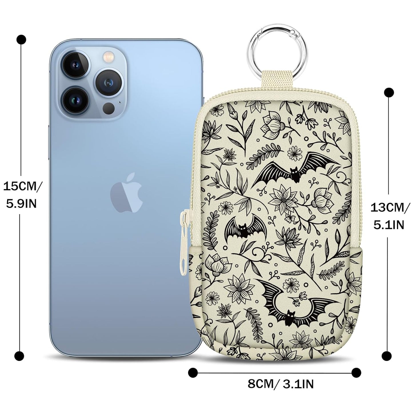 Gothic Bats Hand Sanitizer Spray Case, Cute Hand Sanitizer Holder Zippered Pouch, Fashion Accessory with Snap Hook for Glow Mist and Power Mist 1FL OZ