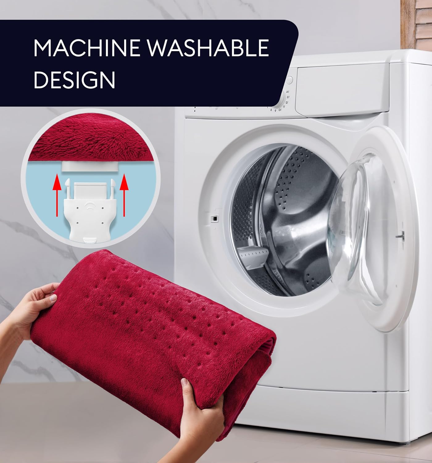 GENIANI Electric Throw - XL Heating Pad for Back Pain & Menstrual Pain Relief, Auto Shut Off, Machine Washable, Moist Heat Pad for Neck and Shoulder, Cramps Relief, Heat Patche Viva Magenta 12'‘×24’’