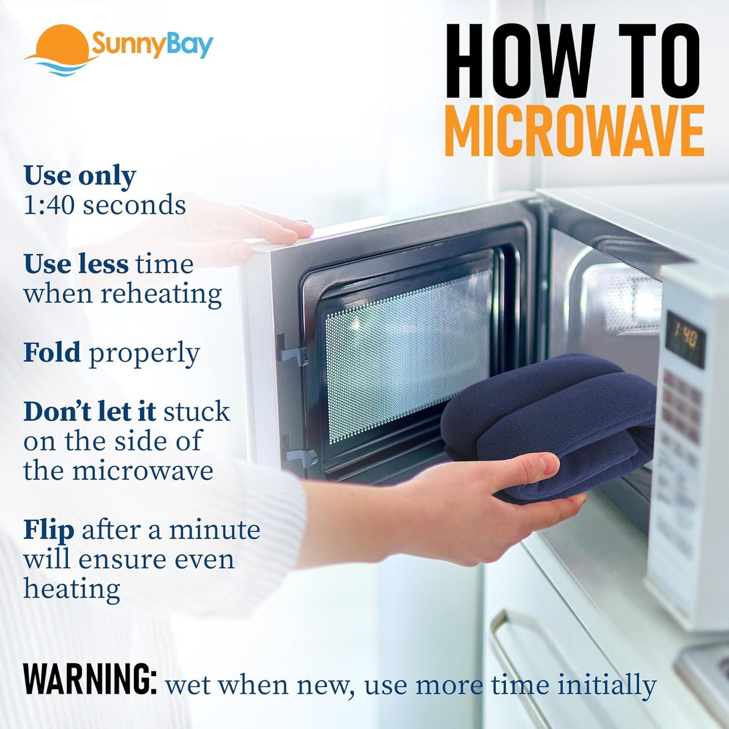 SunnyBay Microwavable Heating Pads, Microwavable Moist Heated Neck and Shoulder Wrap, Versatile Weighted Beanbag Cold Pack or Warm Compress, 2.2 lbs, 26x4 Inches, Navy Blue