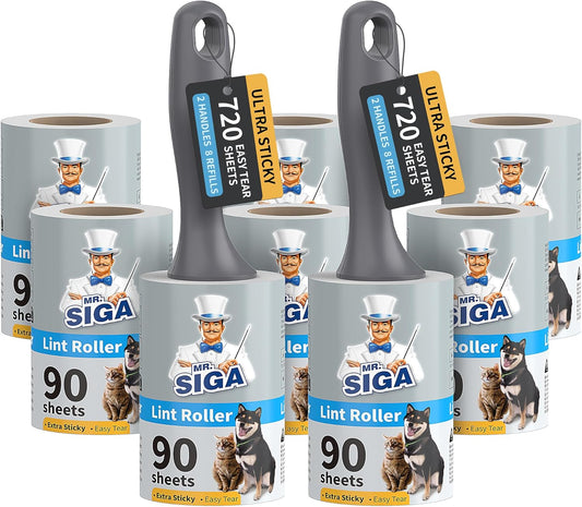 MR.SIGA Lint Rollers for Pet Hair Extra Sticky, 720 Sheets, Lint Remover for Clothing, Furniture, Pet Hair Remover with Easy Tear Sheets