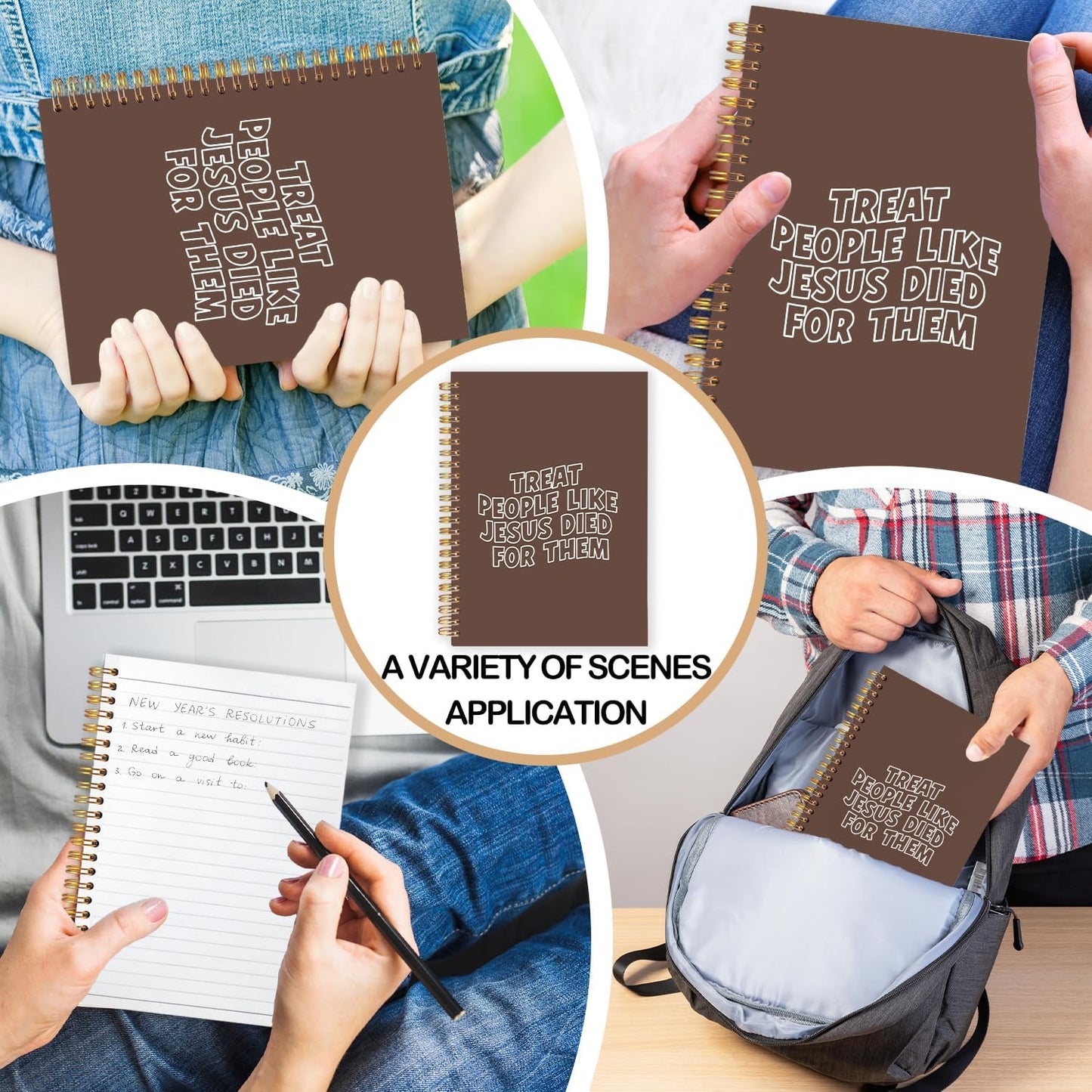 Christian Spiral Journal Notebook 5.5x8.3in, Bible Scripture Journal for Woman, Christian Gifts for Women, Treat People Like Jesus Religious Notebooks for Note Taking, Hardcover Notebook