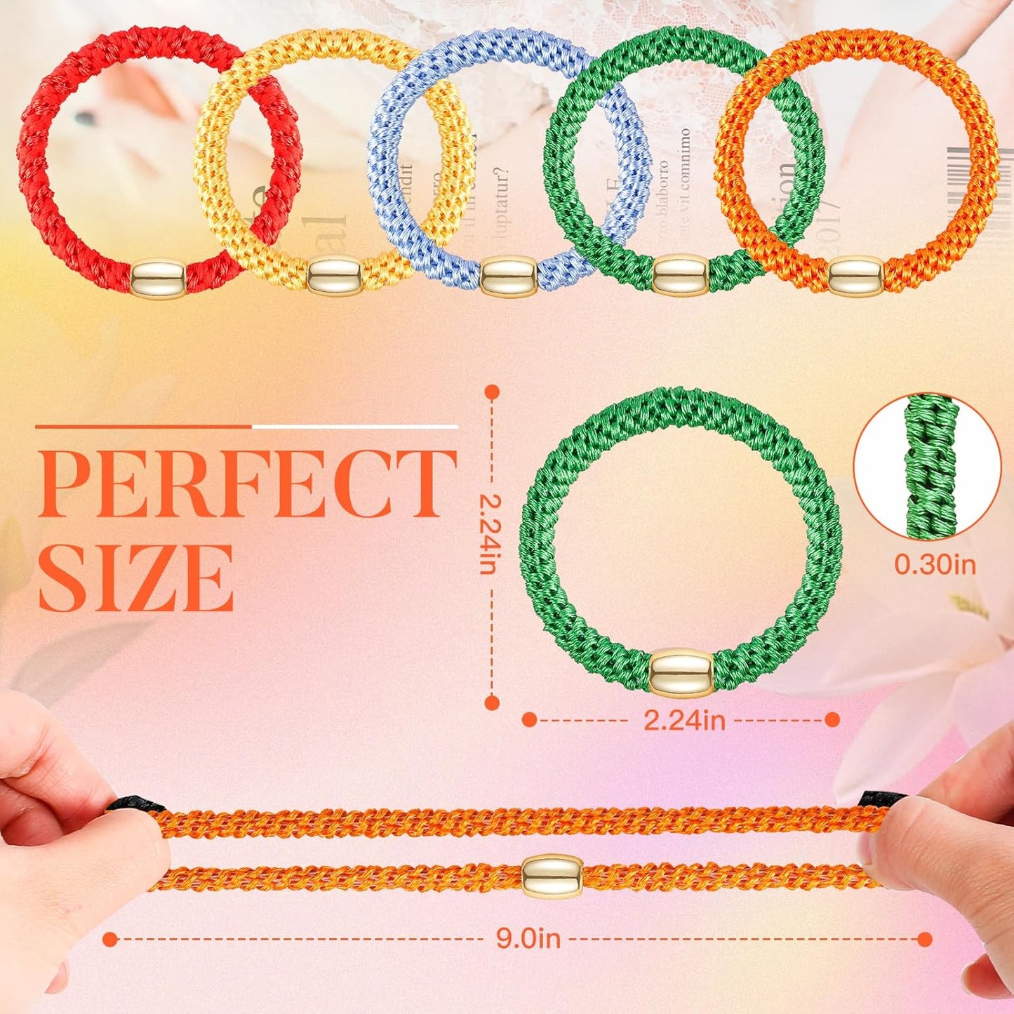 Hair Ties No Damage - 10PCS Ponytail Holders - Elastic Hair Ties for Thick Hair - Braided Hair Bands for Women Girls's Hair - Neon