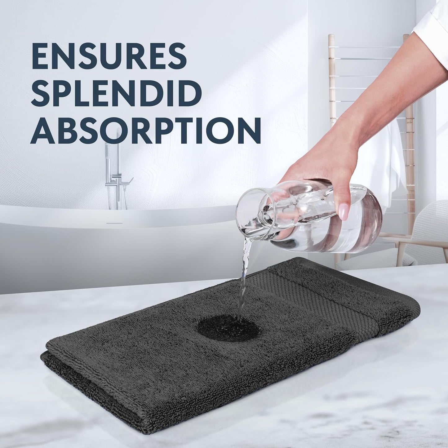 White Classic Luxury Charcoal Hand Towels - Soft 100% Turkish Cotton | Highly Absorbent Hotel spa Bathroom Towel Collection | 16x30 Inch | Set of 6