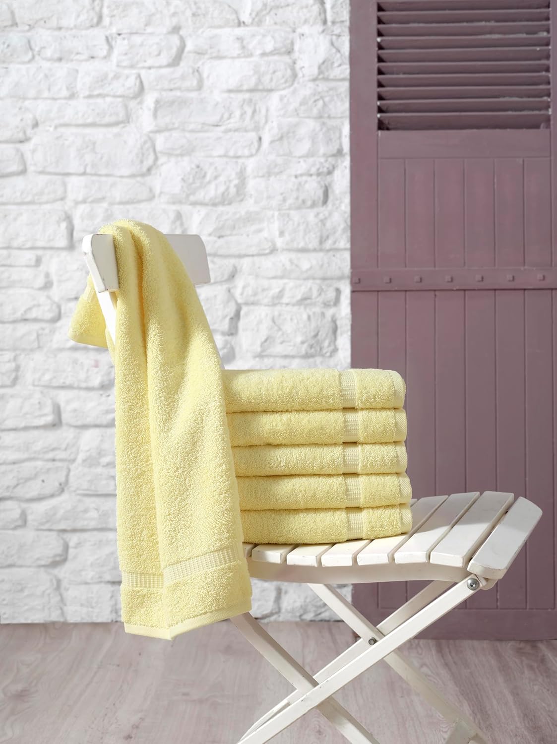 SALBAKOS 100% Turkish Cotton Hand Towel Set of 6 16x30 inch | Heirloom Quality | Hotel & Spa Collection | Soft, Super Absorbent, Long Lasting Hand Towels | Made in Turkey (Yellow, 6 Hand Towels)