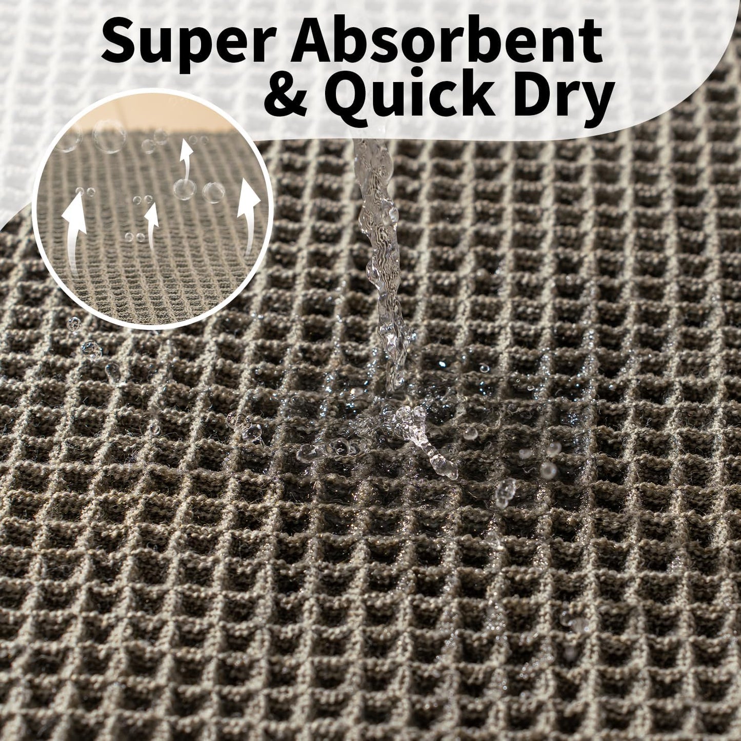 Waffle Bath Mat - Boho Bathroom Rugs Non Slip Washable, Super Absorbent & Quick Dry, Soft Bath Mat Farmhouse Bathroom Decor, 24'' x 36'', Olive Green