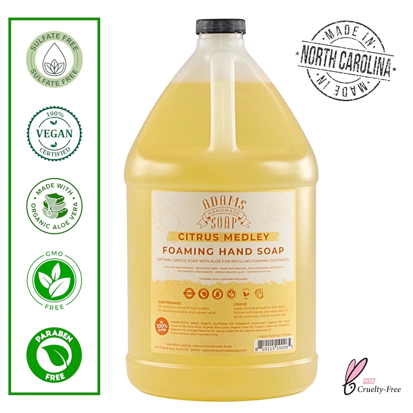 Adams Handmade Soap Liquid Foaming Soap 1 Gal - Citrus Medley (Pack of 4)