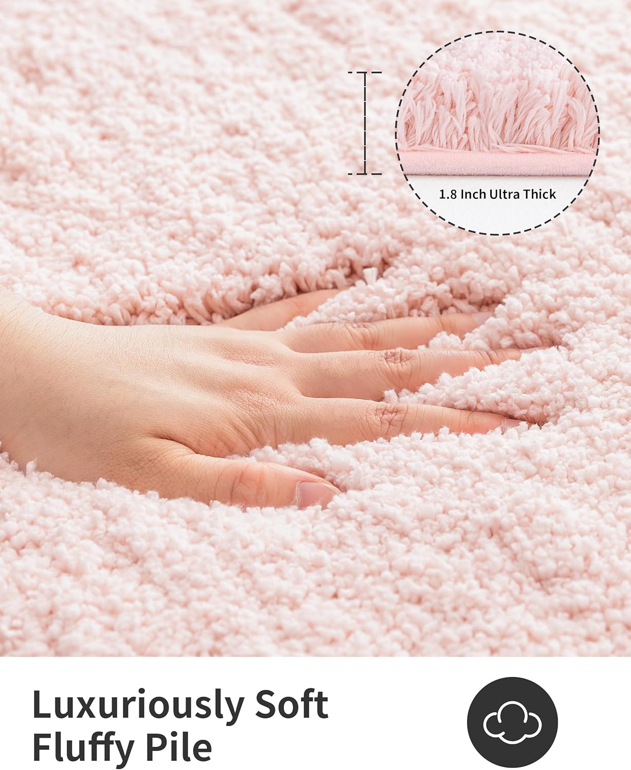 ILANGO Pink Bathroom Rugs 70" × 24" Non Slip & Super Absorbent Extra Thick Soft, Washable Bath Carpet Runner for Floor, Microfiber Plush Shaggy Bath Mats with Rubber for Bedroom Bathtub Shower Room