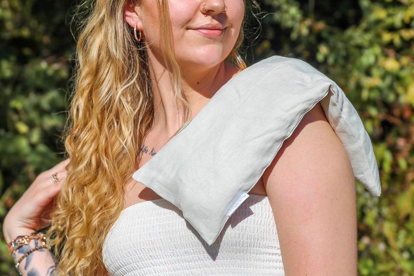 Microwave Heating Pad - 100% Linen Cover, Unscented, Size 18x7, Comforting Heat Pad for Cramps, Back,Neck,Shoulders, Leg Pain, Hot Microwavable Heat Pack, Color: Natural, Made in USA