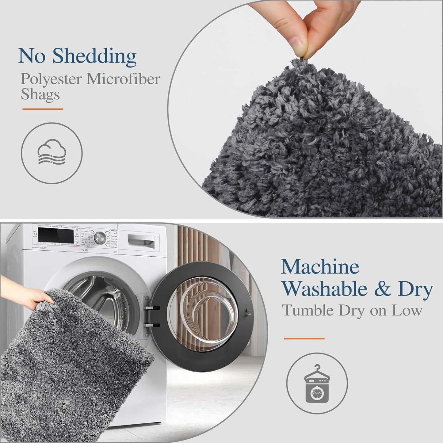 Walensee Dark Grey High Pile Bath Mat, 24" x 60", Extra Soft, Absorbent, Non-Slip, Machine Washable, Luxury Bathroom Rug for Bathroom