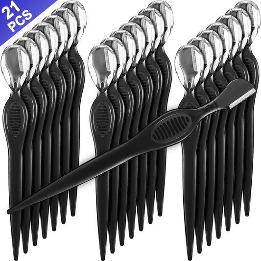 Mudder 21 Pcs Eyebrow Razor Eyebrow Shaver Facial Razor Multipurpose Face Trimmers with Precision Cover for Women Makeup Care Tools(Black)