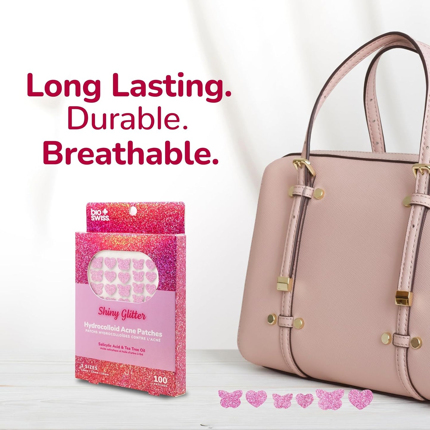 BioSwiss Pimple Patches, Shiny Glitter Patch for Zits and Blemishes, Hydrocolloid Spot Stickers for Face and Skin, 100 Count