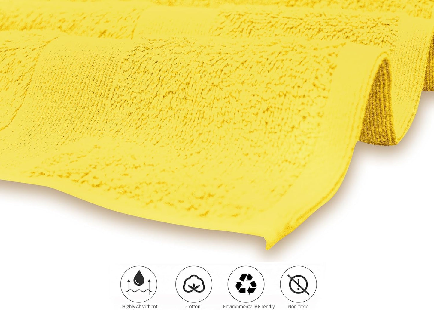 Luxury 8 Piece Towel Set, 2 Bath Towels 2 Hand Towels 4 Washcloths, Towels for Bathroom, Home, Spa & Gym - Highly Absorbent Ultra Soft Quick-Dry (Yellow)