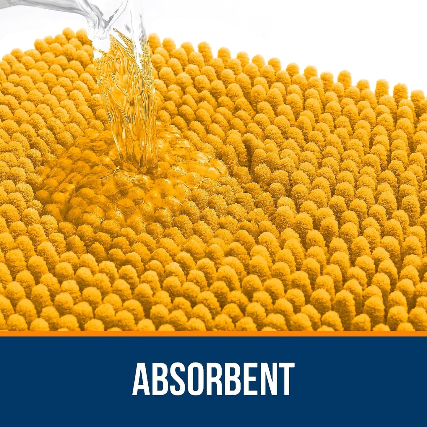 OLANLY Bathroom Rugs 30x20, Extra Soft Absorbent Chenille Bath Rugs, Rubber Backing Quick Dry, Machine Washable Bath Mats for Bathroom Floor, Tub and Shower, Home Decor Accessories, Golden Yellow