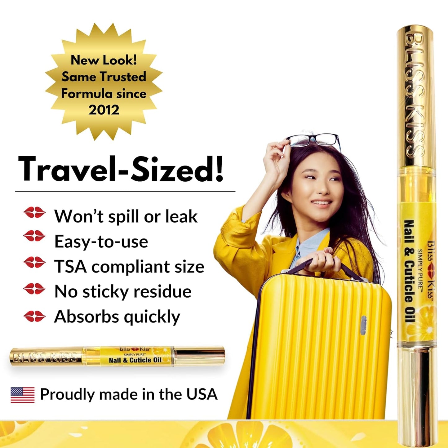 Bliss Kiss | Crisp Fragrance 4 Nail Oil Cuticle Pens w/Vitamin E & Jojoba⏤Nail Strengthener Nail Growth Treatment for Brittle Peeling Breaking Thin Nails