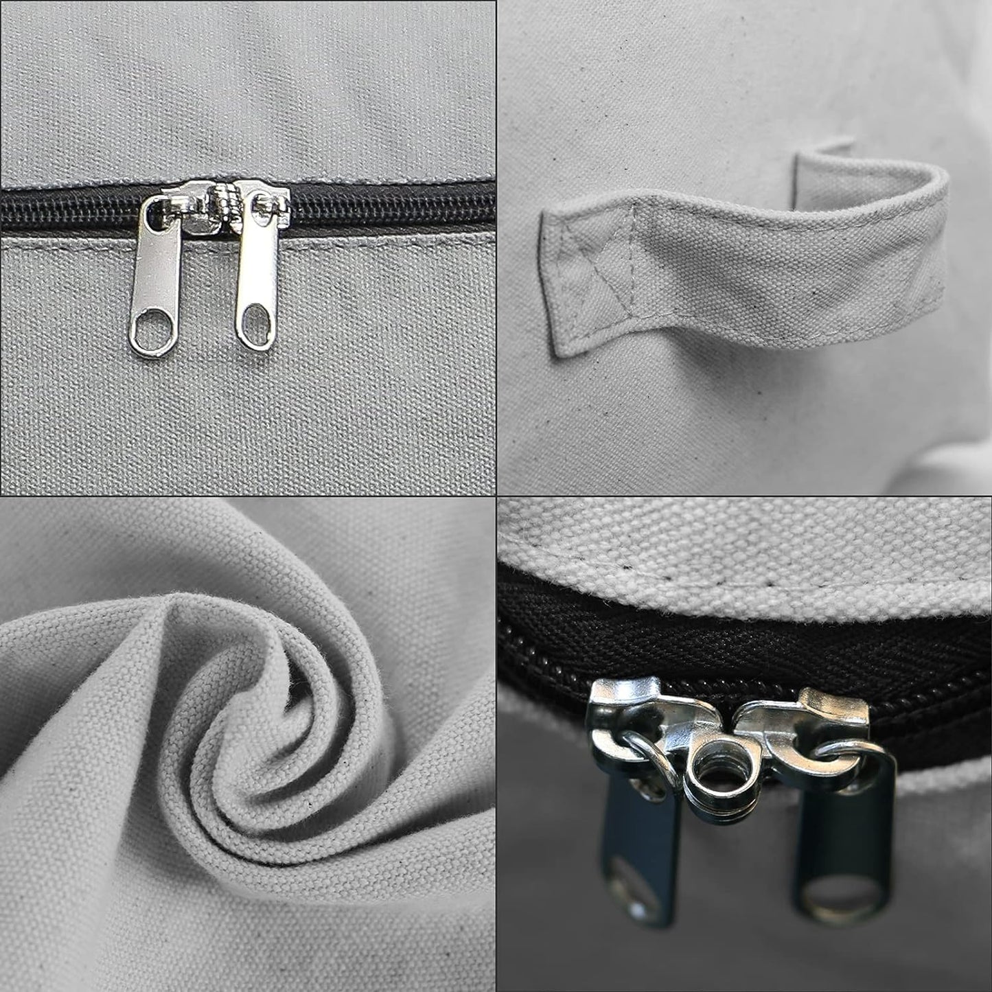 Omygarden Ultra Thick Fabric Clothes Canvas Storage Bag Foldable Closet Organizer Bag with Reinforced Handle Sturdy for Sweaters, T-shirts, Blankets, Coats, 3 Pack, Light Gray