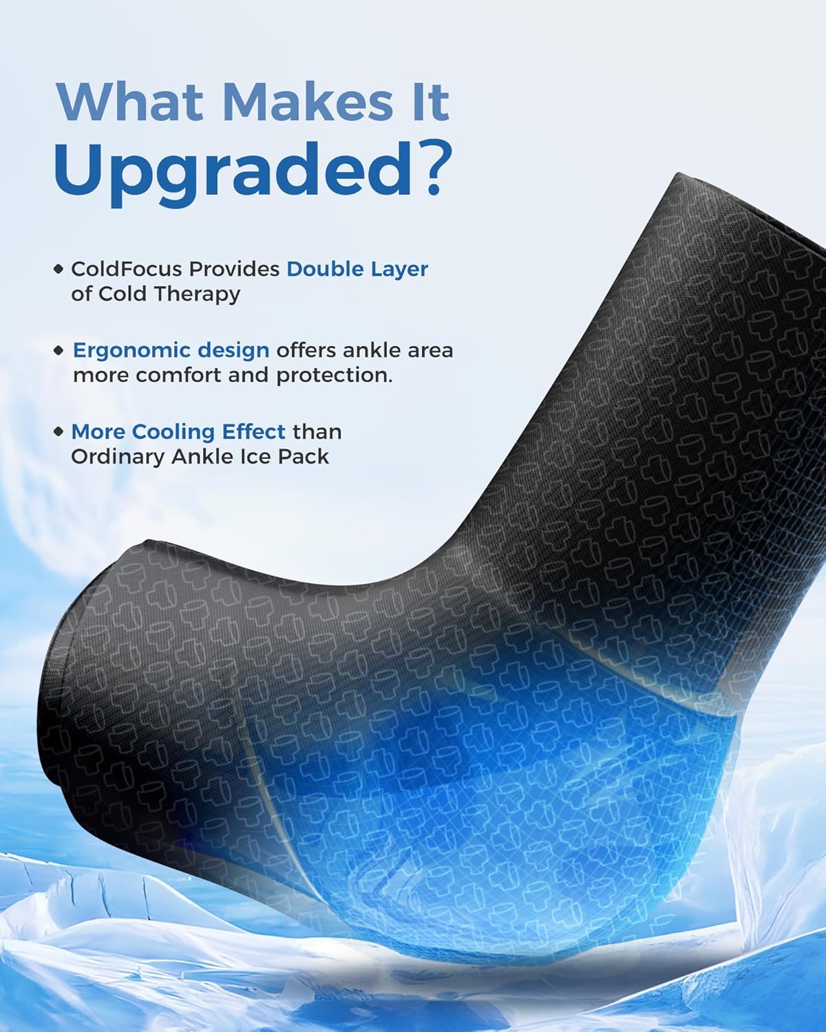 Tolaccea Ankle Ice Pack Wrap PRO for Injuries, Foot Ice Pack for Hot and Cold Therapy, Flexible Cold Pack for Plantar Fasciitis,Swelling,Sprained, ColdFocus for More Cooling Large (Pack of 1)