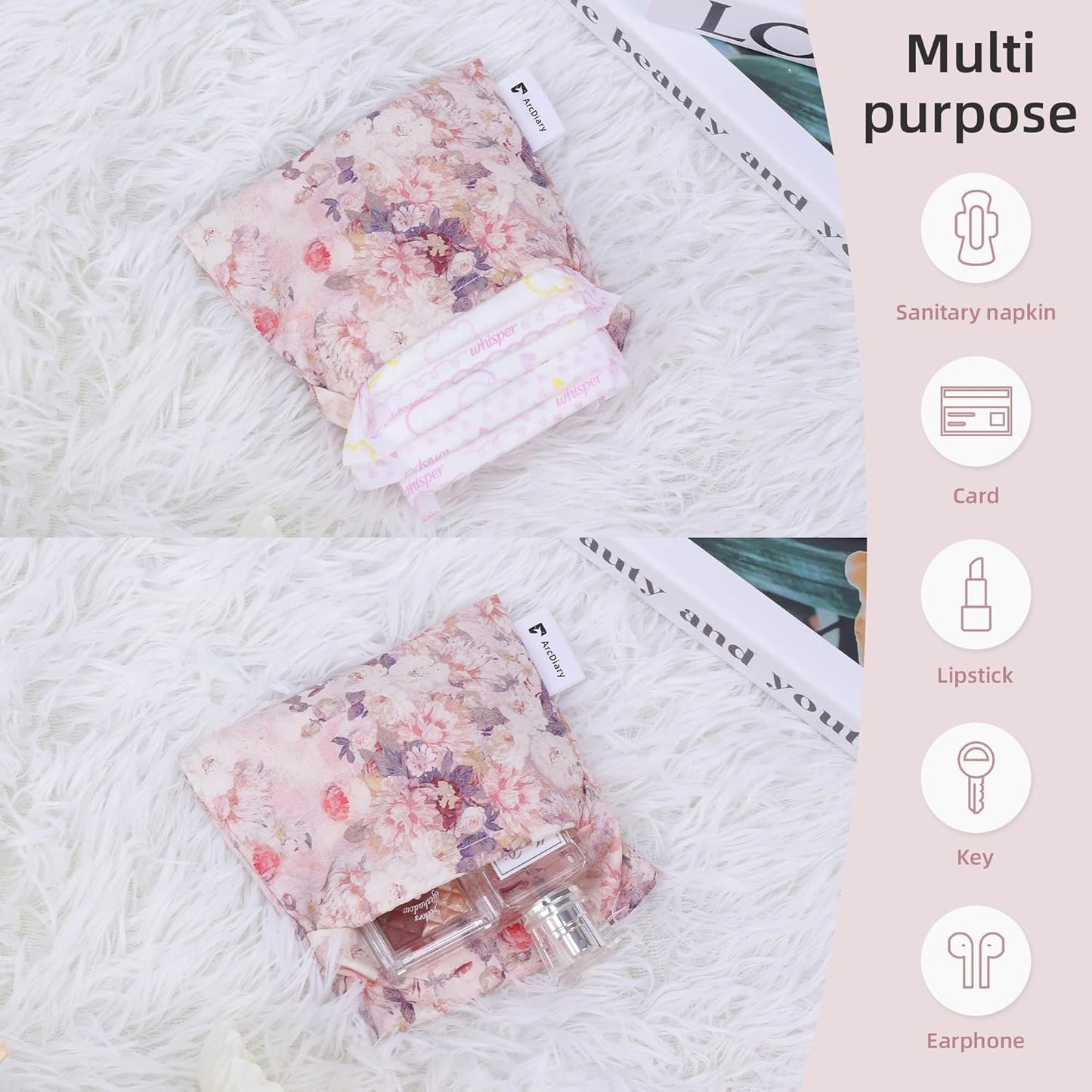 Period Bag for Teen Aged Girls, Portable Sanitary Pad Storage Bag for Teen Pads/Sanitary Napkins/Small Tampons, Feminine Menstrual Cup Pouch (Kaleidoscope)