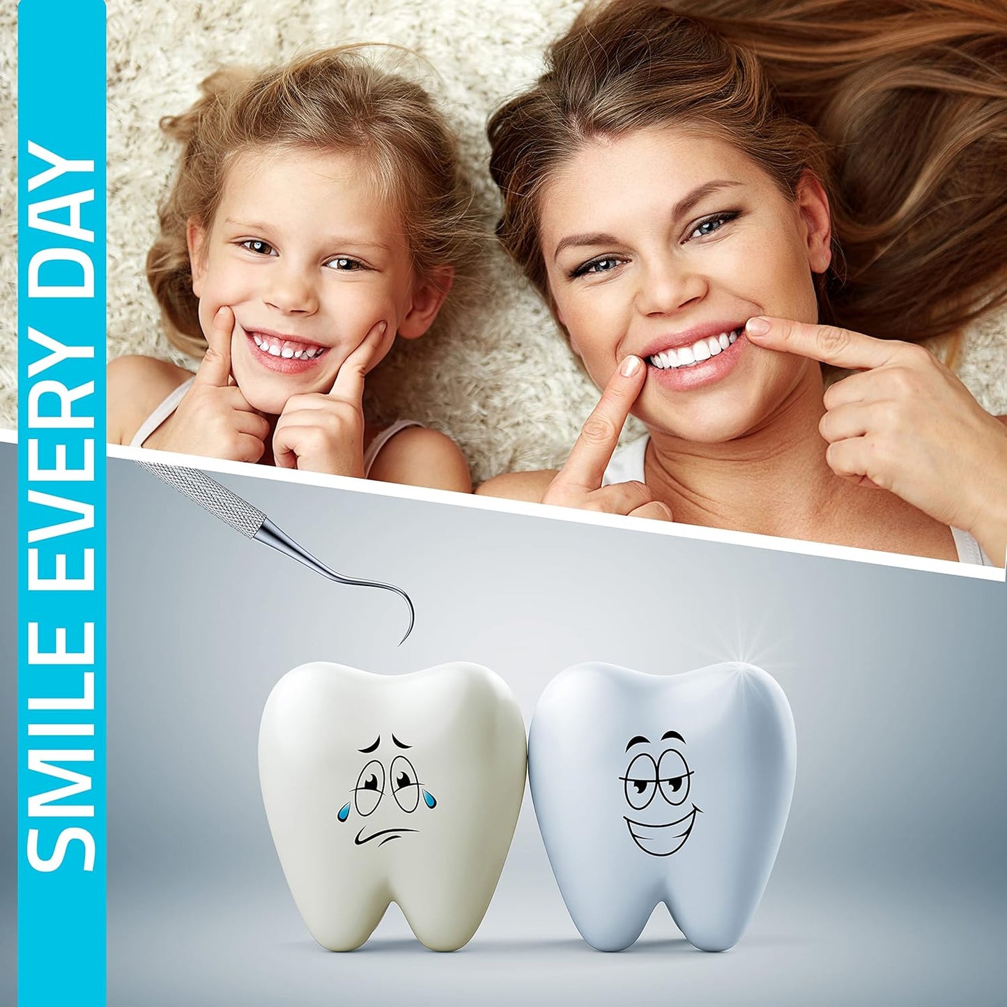 Utopia Care Professional Dental Tartar Scraper Tool, Dental Pick, 6.5 Inch Double Ended Tartar Remover for Teeth, Plaque Remover, Tooth Scraper, Silver, Pack of 6